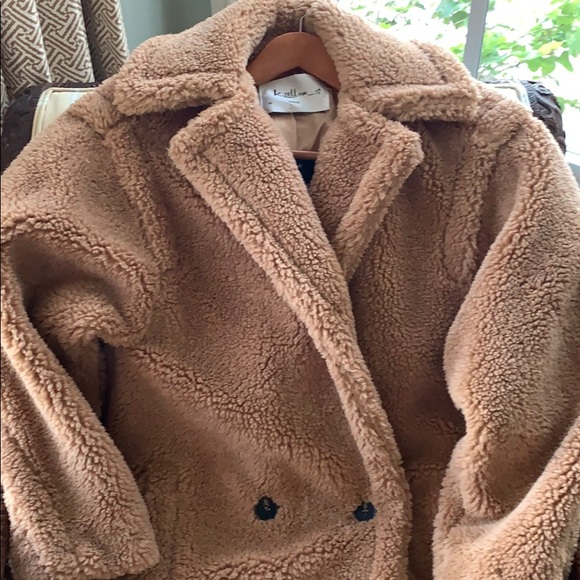 HOST PIC K.ZELL PARIS CAMEL COLOR OVERSIZED LUXE FAUX FUR TEDDY COAT SIZE M - Picture 7 of 16